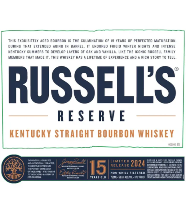 RUSSELL'S RESERVE 15 YEAR OLD 2024 LIMITED RELEASE BOURBON