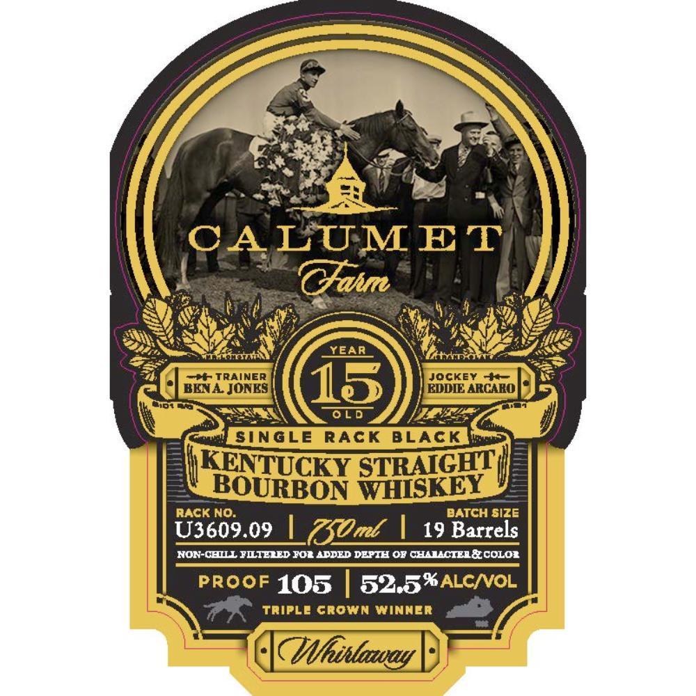 Calumet Farm 15 Year Old Single Rack Black Bourbon Whiskey Liquor Stars