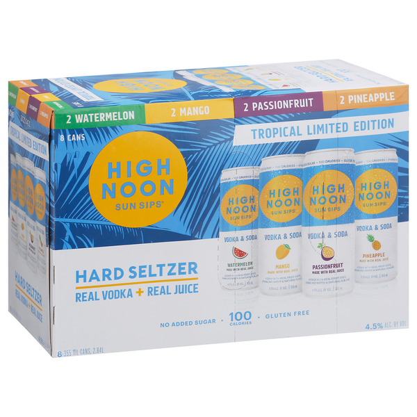 High Noon Hard Seltzer Vodka Tropical Edition Variety 8pk - Liquor Stars
