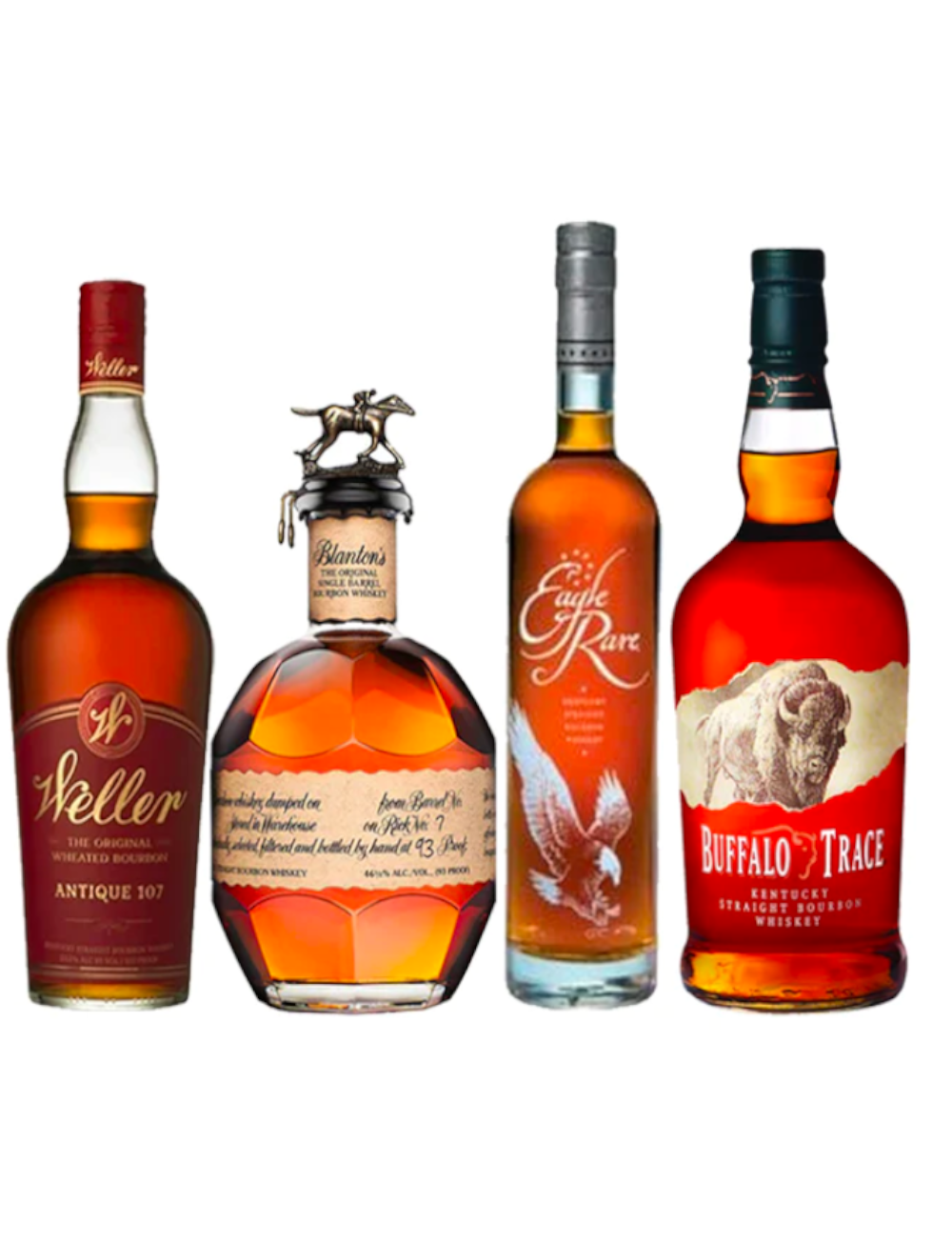 W.L. Weller Antique 107, Blanton's Single Barrel, Eagle Rare 10 Year Buffalo Trace Bourbon Bundle - Liquor Stars